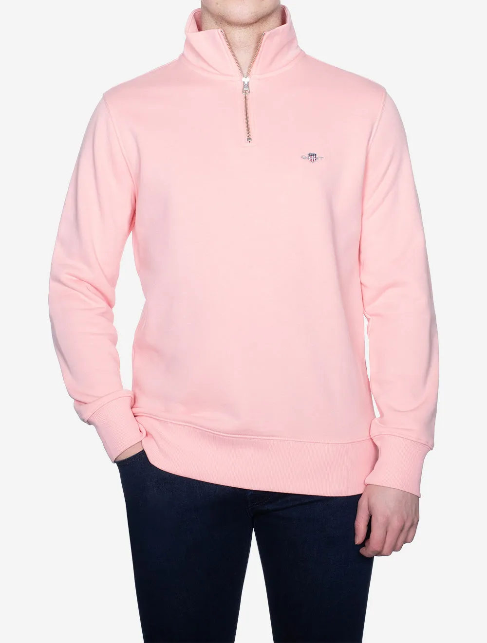 Regular Fit Shield Half Zip Sweat Bubbelgum Pink