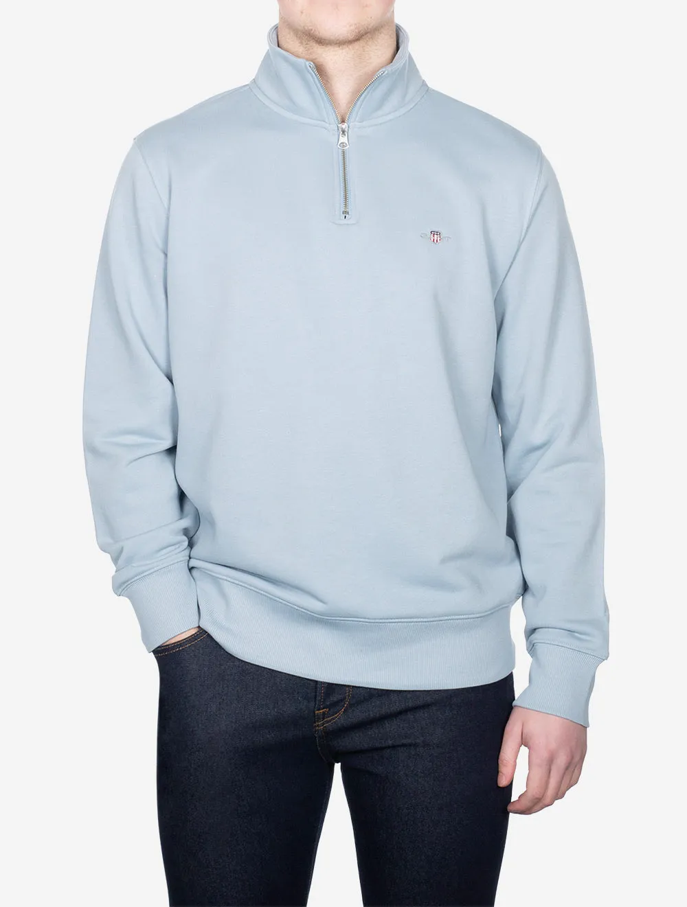 Regular Fit Shield Half Zip Sweat Dove Blue