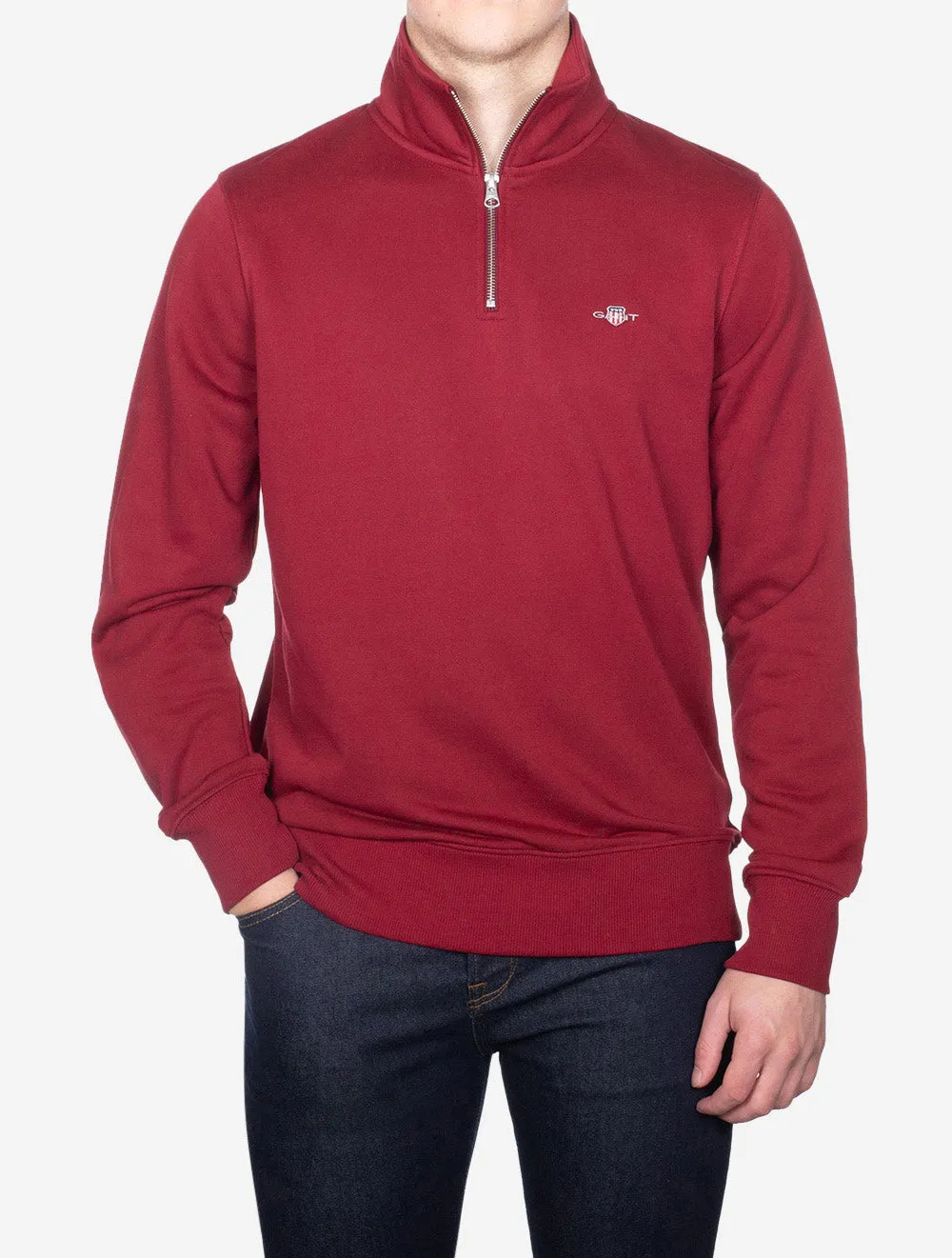 Regular Fit Shield Half Zip Sweat Plumped Red