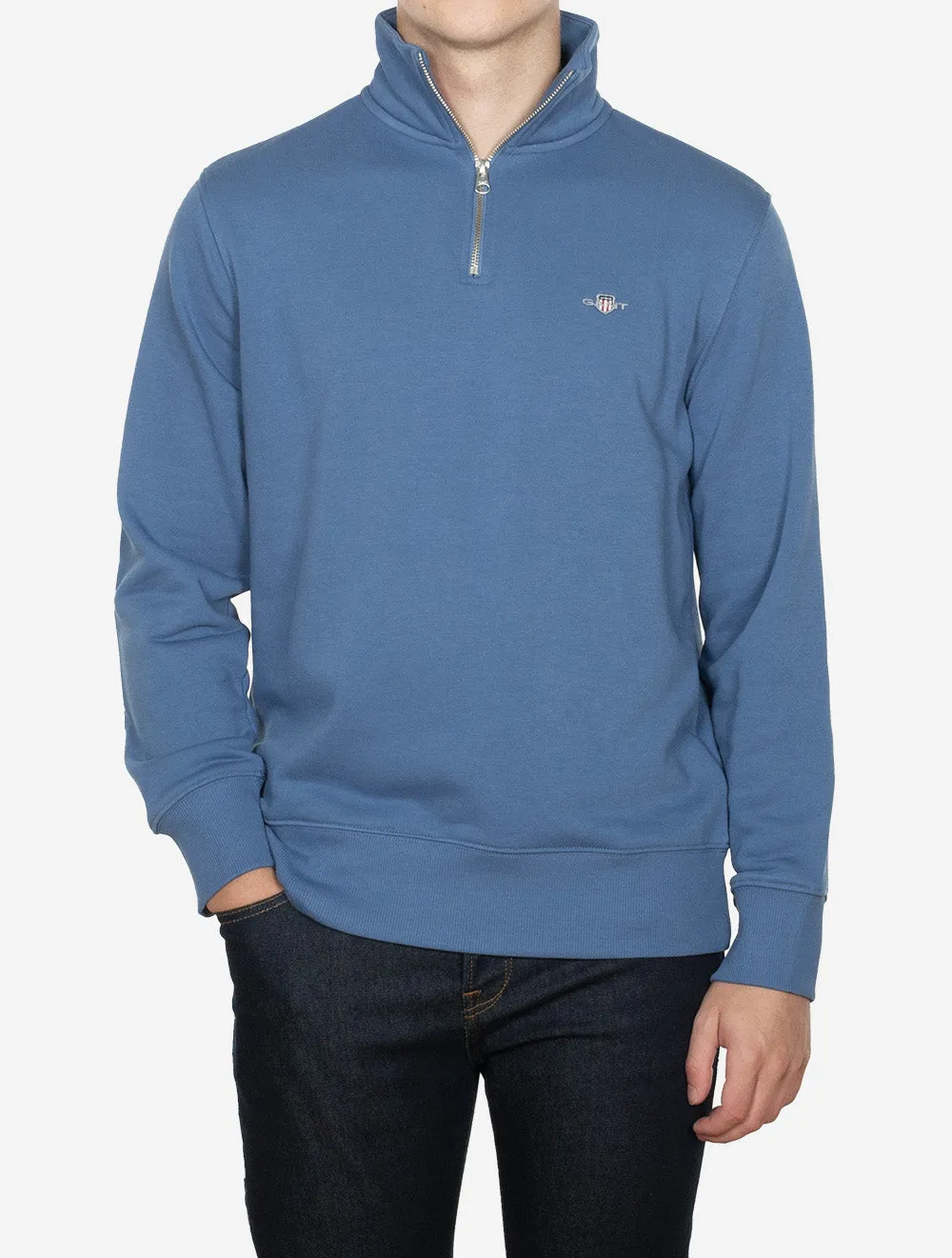 Regular Shield Half Zip Sweatshirt Vintage Blue