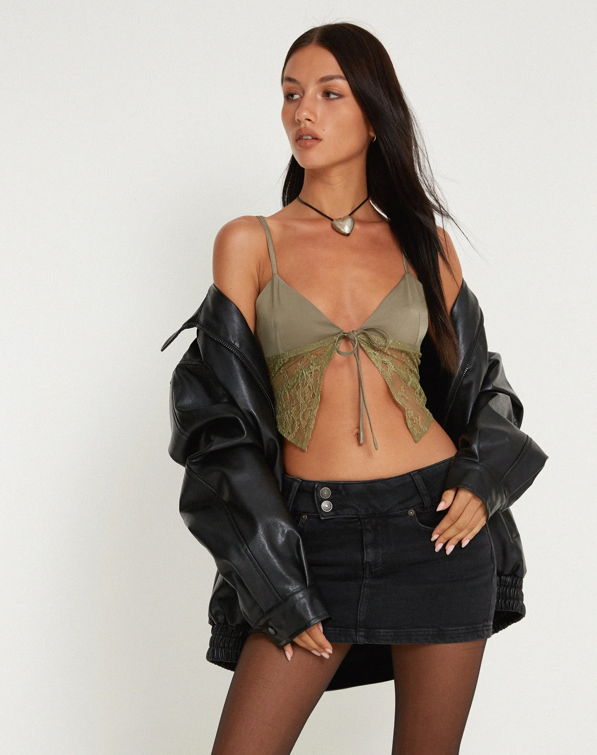 Sahira Butterfly Top in Satin Avocado