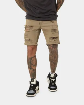 Saint Morta Destroyer Distressed Shorts Brown