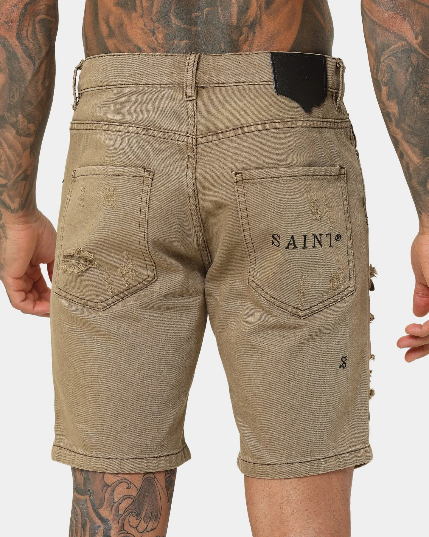 Saint Morta Destroyer Distressed Shorts Brown