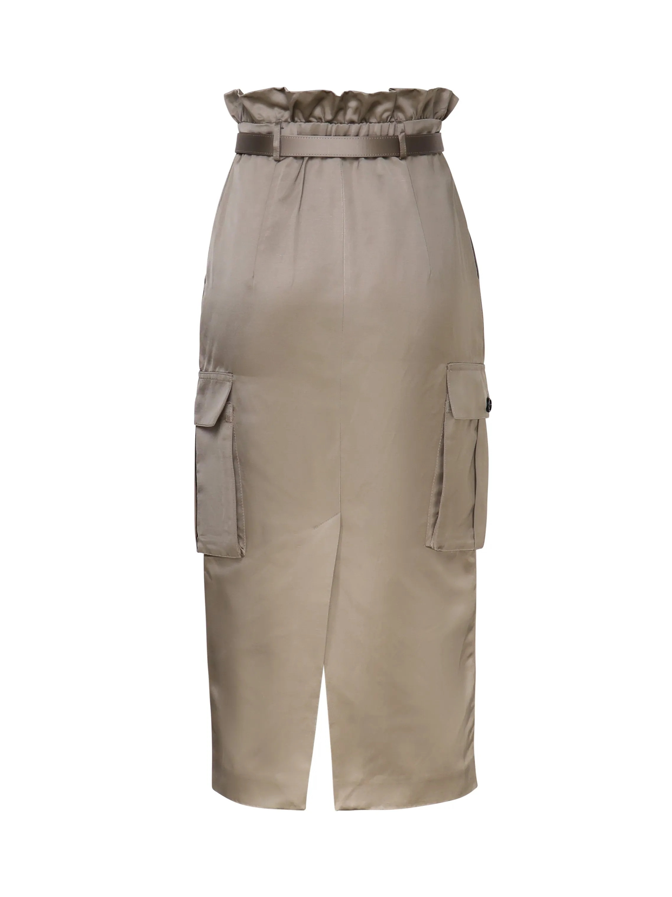 Satin Cargo Skirt with Belt