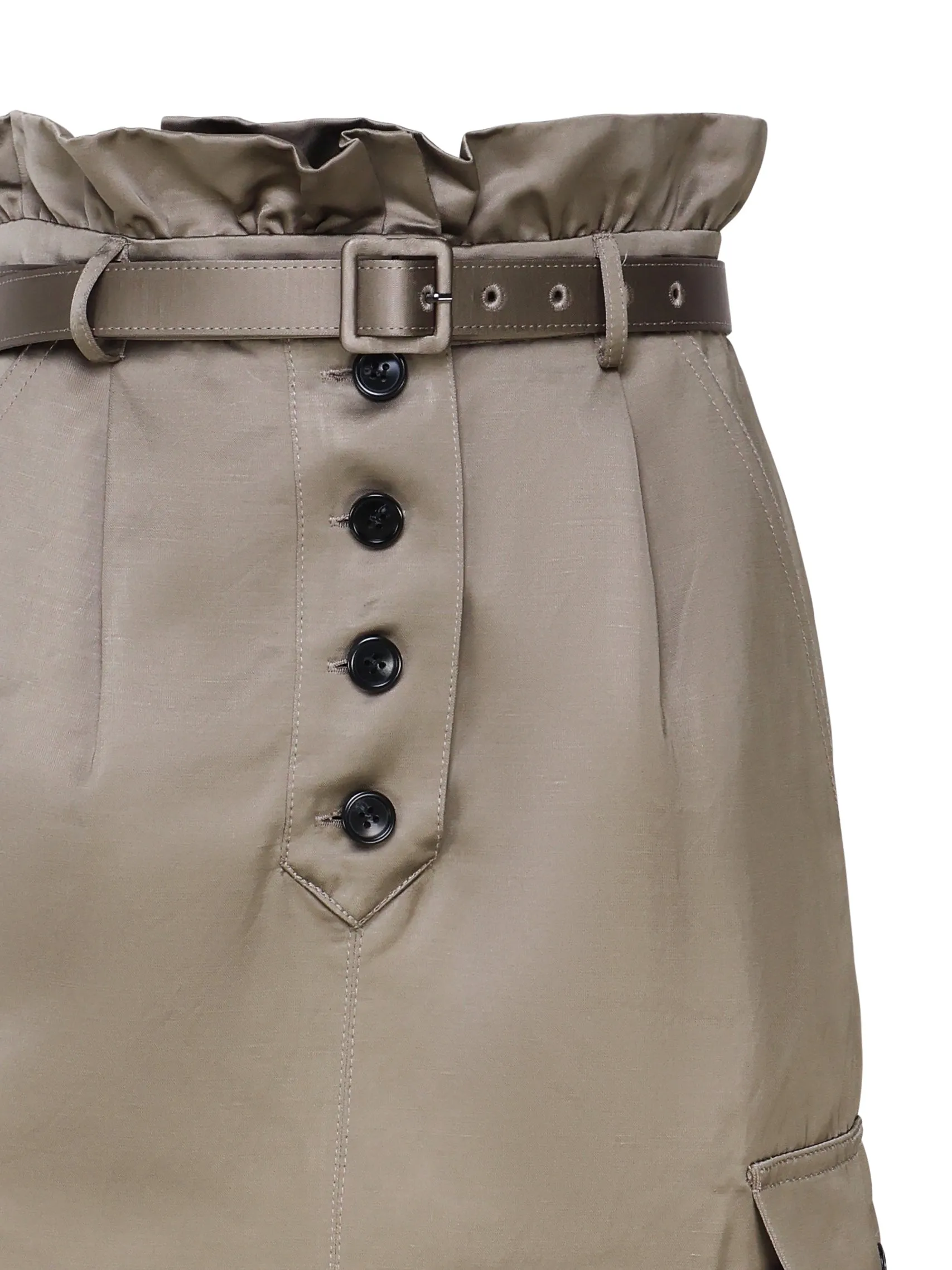 Satin Cargo Skirt with Belt