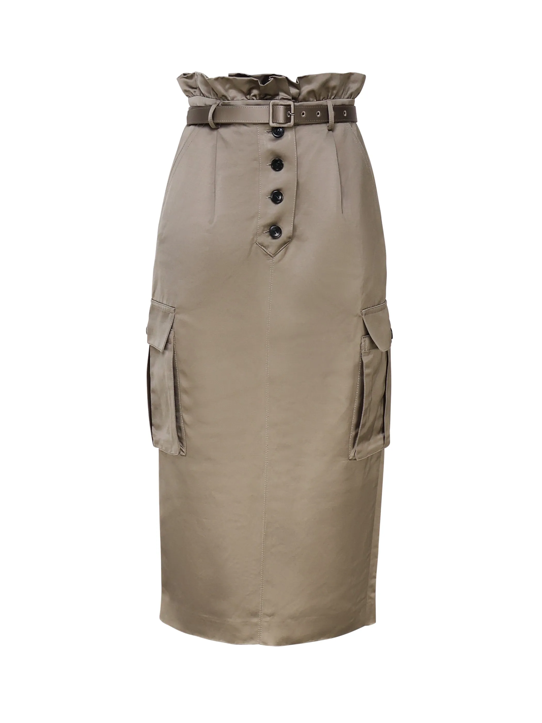 Satin Cargo Skirt with Belt