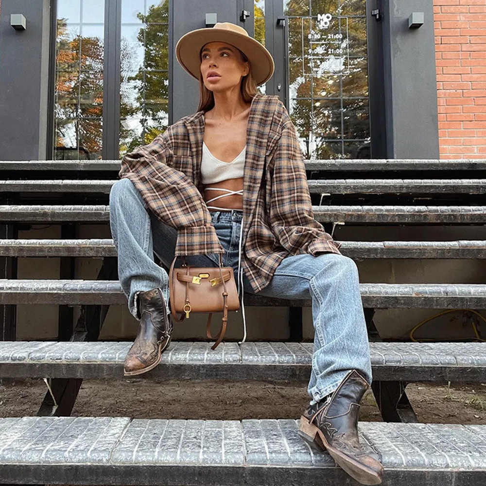 Sienna Oversized Plaid Shirt Jacket