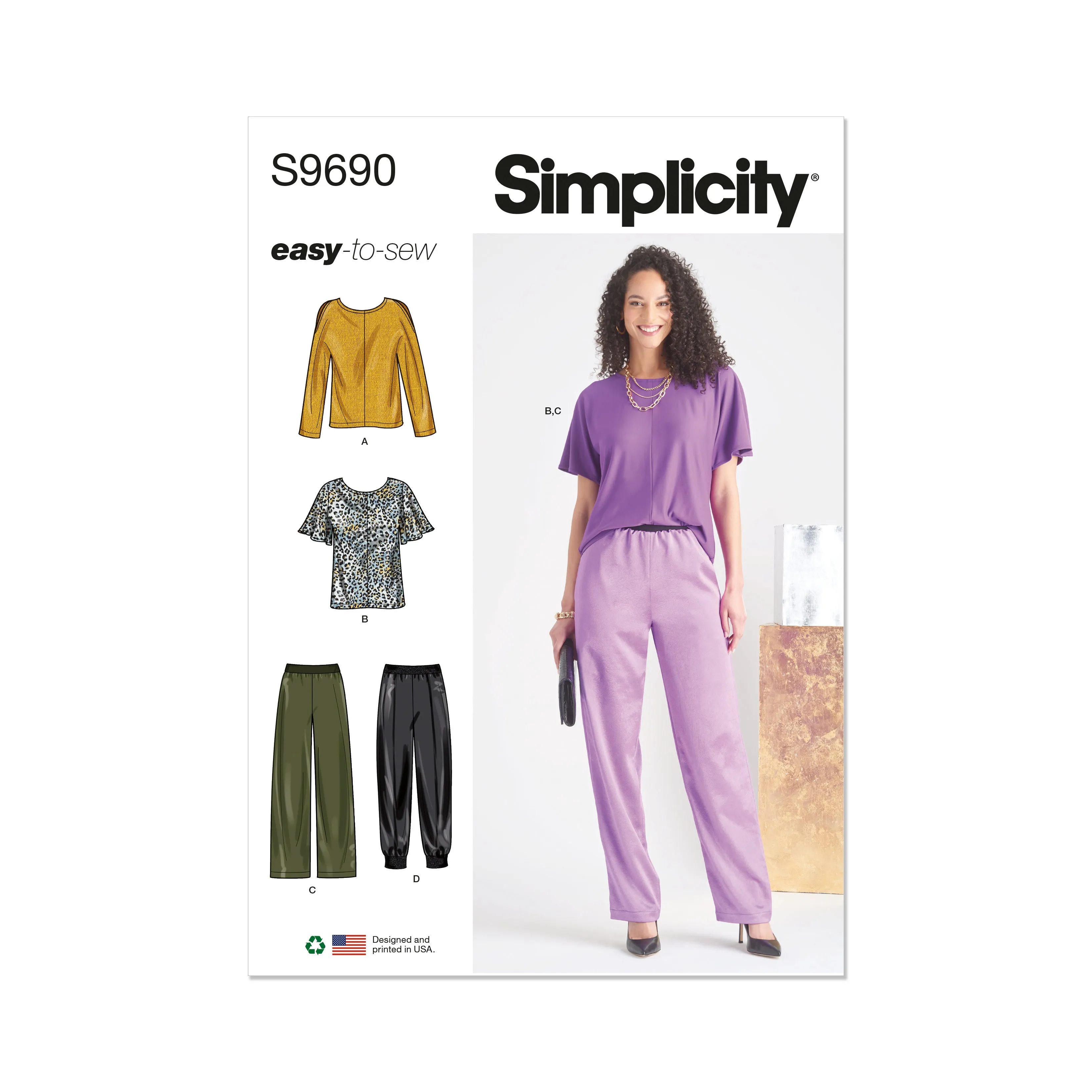 Simplicity pattern 9690 Misses' Tops and Pull-On Pants