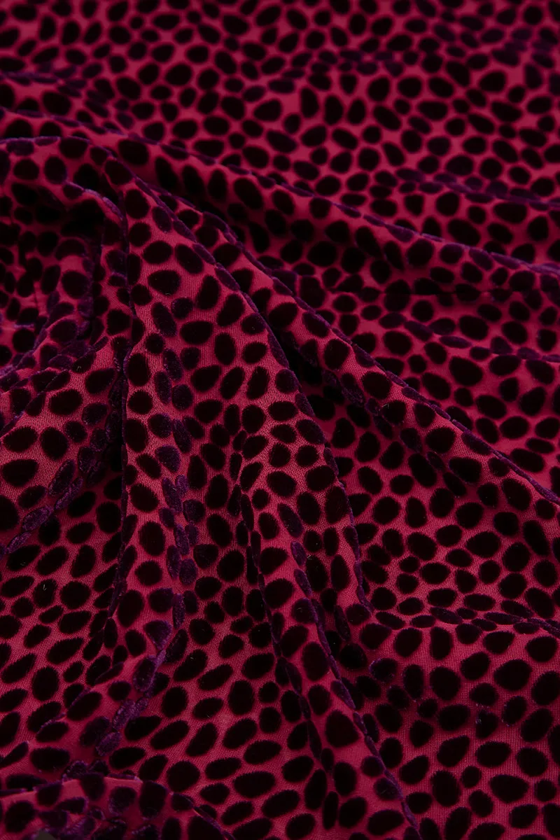 Sleeveless Devoré Dot Magenta Silk Velvet Blouse