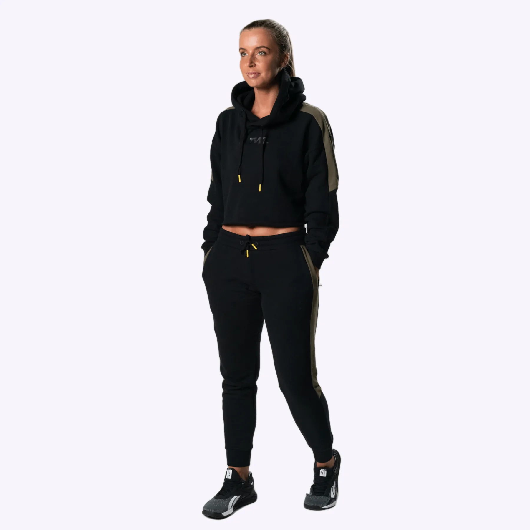 The WOD Life - Women's Wanderer Cuffed Jogger Pants - BLACK/KHAKI