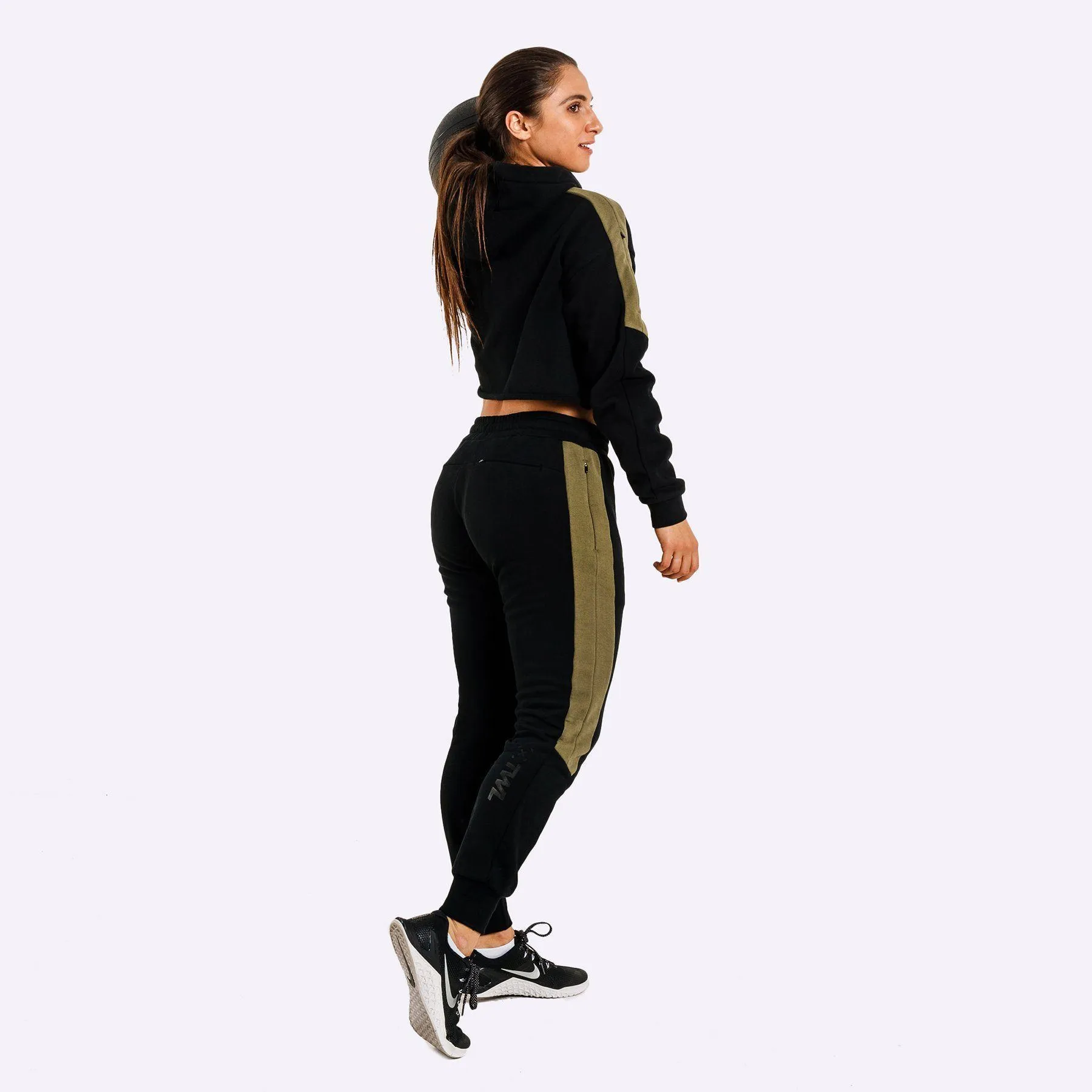 The WOD Life - Women's Wanderer Cuffed Jogger Pants - BLACK/KHAKI