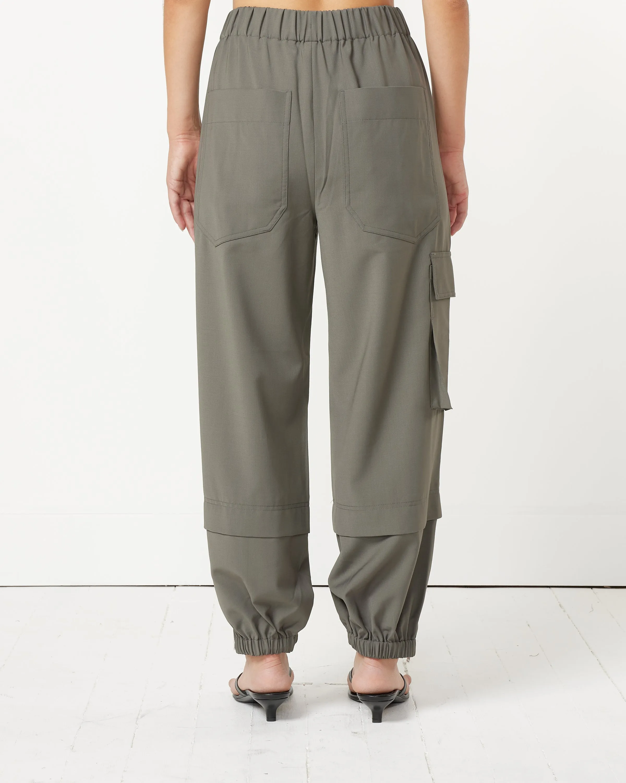 Tropical Wool Long Jogger in Dark Stone