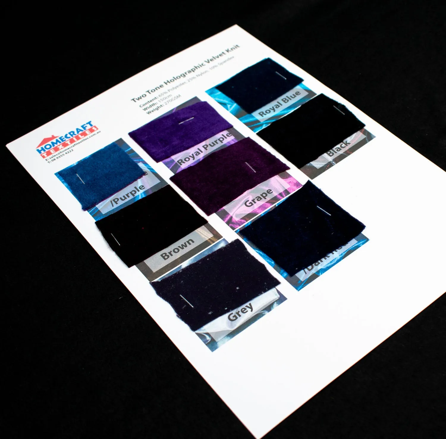 Two Tone Holographic Velvet Knit Sample Book