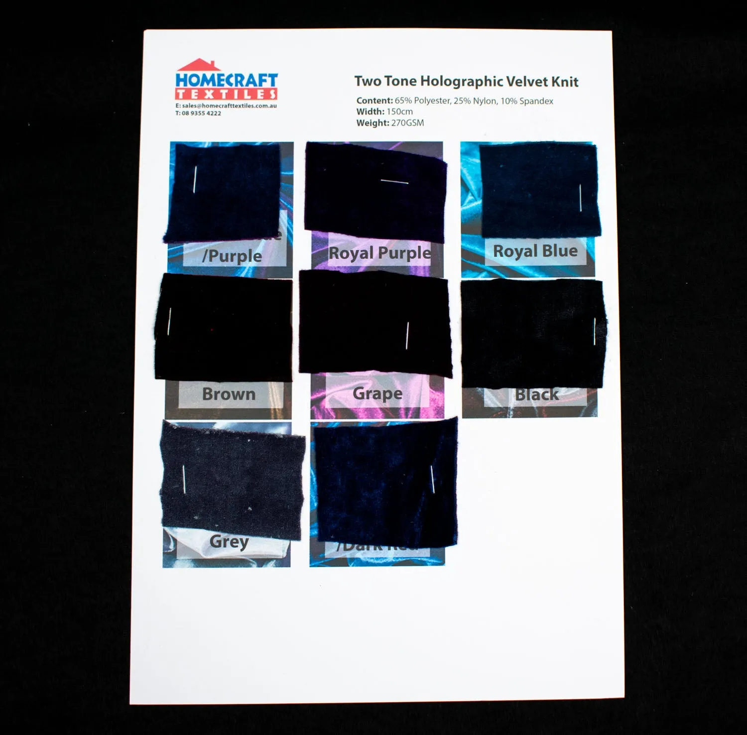 Two Tone Holographic Velvet Knit Sample Book