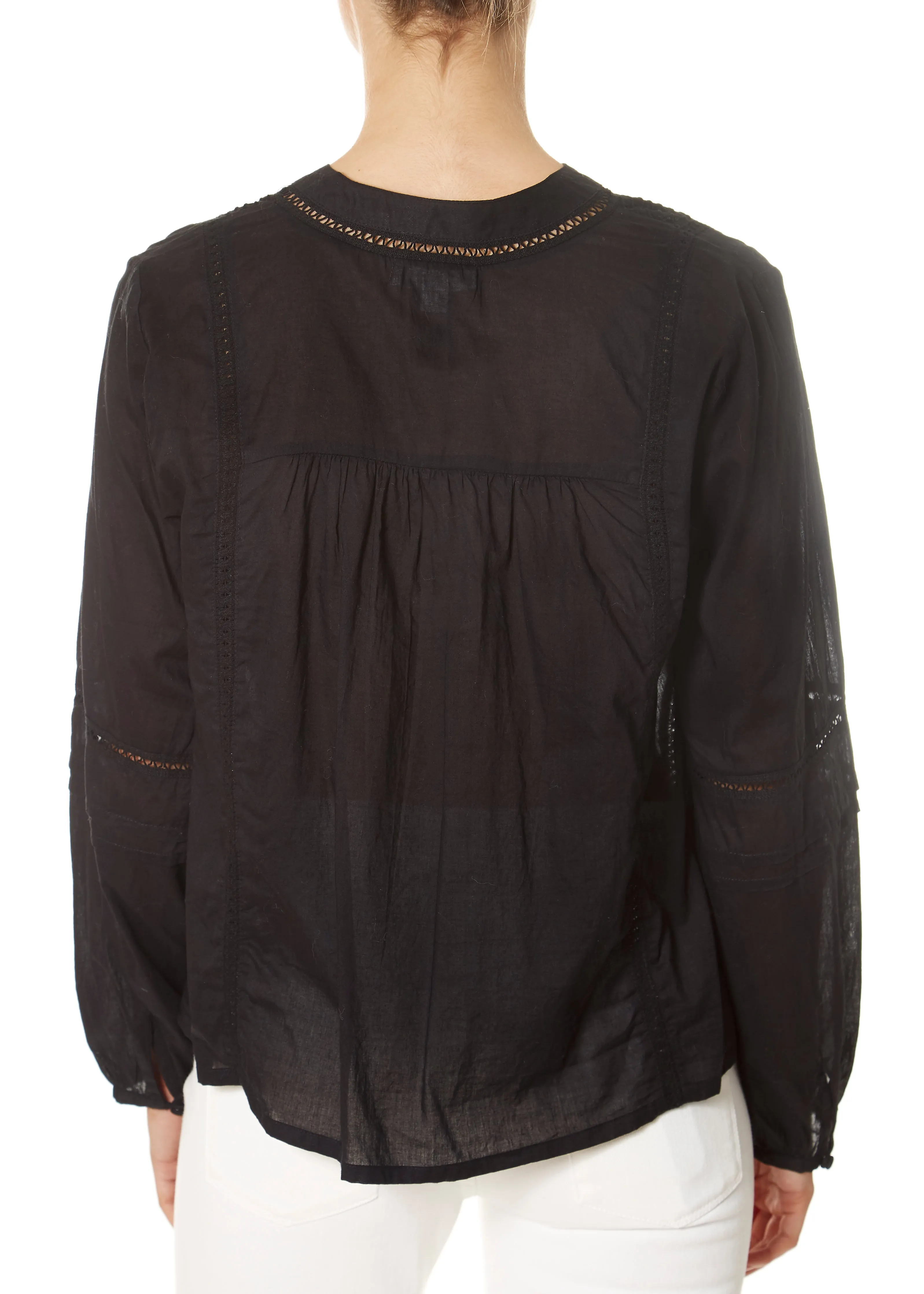 'Yadira' Black Boho Button Detail Blouse